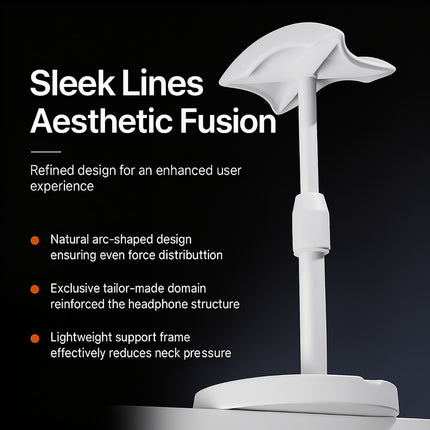Adjustable Height 18 to 26cm Headphone Stand White Stable for Gaming Desk Use