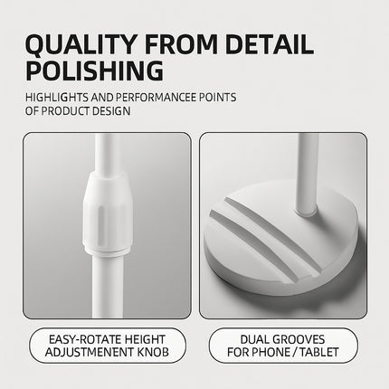 Adjustable Height 18 to 26cm Headphone Stand White Stable for Gaming Desk Use