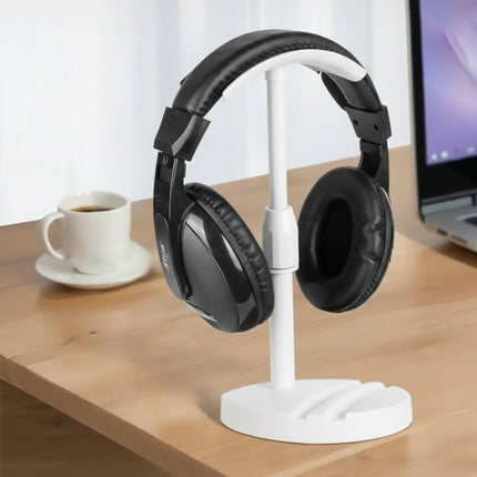 Adjustable Height 18 to 26cm Headphone Stand White Stable for Gaming Desk Use
