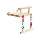Bird Swing Parrot Cage Toy Wooden Swing with Beads and Bells Hanging Play