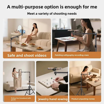 2.2m Adjustable Overhead Shooting Stand For Phone Camera DSLR Video Live Use