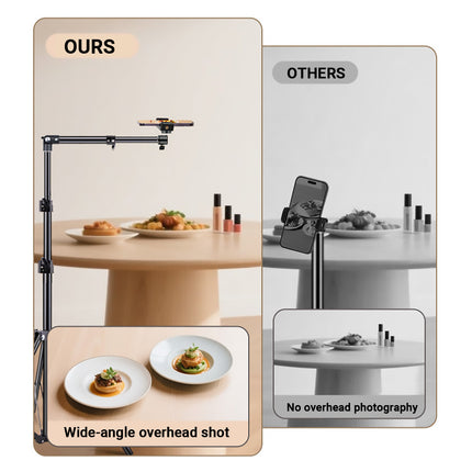 2.2m Adjustable Overhead Shooting Stand For Phone Camera DSLR Video Live Use