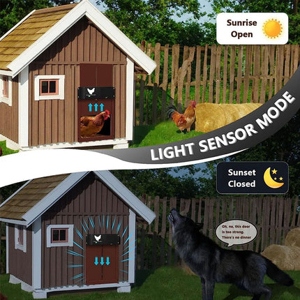 Automatic Chicken Door Coop Gate Smart Control Pet Poultry House Entry Exit