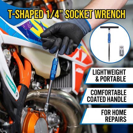 T Handle 1/4 Inch Socket Wrench Coated Grip Speed Sleeve