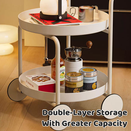 Movable Side Tea Table Armrest Double-Layer Storage For Family Sofa Cart Shelf