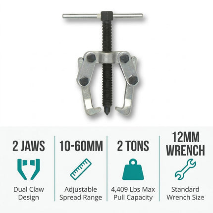 2 Jaw Bearing Gear Puller 10 to 60mm 2 Ton