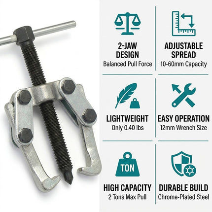 2 Jaw Bearing Gear Puller 10 to 60mm 2 Ton