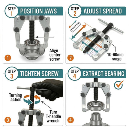 2 Jaw Bearing Gear Puller 10 to 60mm 2 Ton