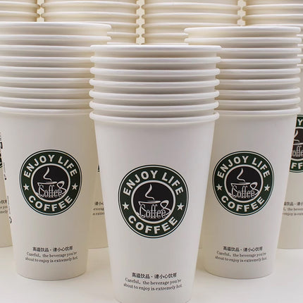 250Sets Disposable Coffee Cups 400ml Food-Grade with Lids for Cafe Takeaway Use