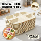 Beige 5 Compartment Prep Trays 16 Pack 27cm PET