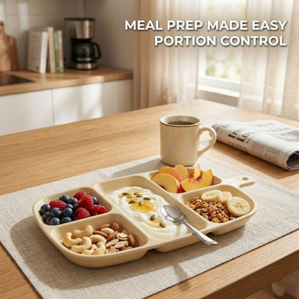 Beige 5 Compartment Prep Trays 16 Pack 27cm PET