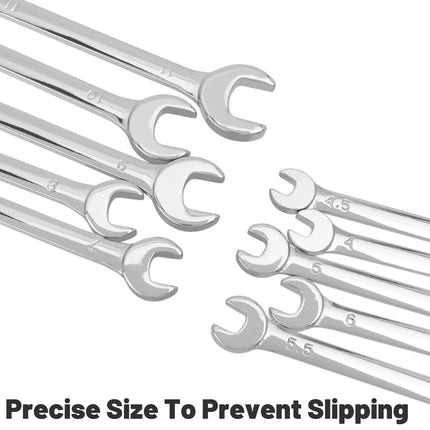 10PCS Mini Mirror Polishing Open-end Wrench and Double-purpose Wrench Set 4-11mm