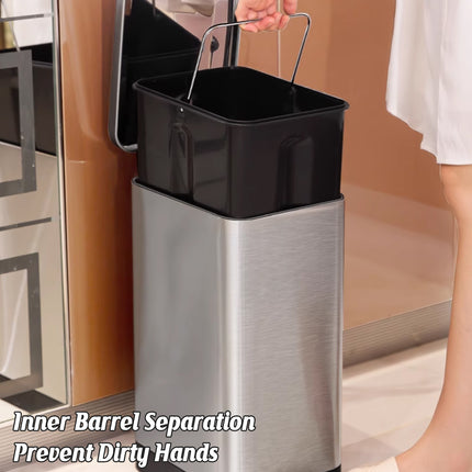 Kitchen Trash Can 9L Household Pedal Bin with Lid Large Capacity Waste Bucket