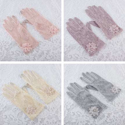 6 Colours Women UV Protection Lace Gloves Touchscreen Non-Slip Driving Gloves