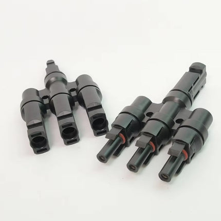 Solar Connector Set 1Pair T Type Four Way Photovoltaic Adapter for Panel System