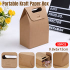 50PCS Portable Kraft Paper Gift Boxes For Birthday Holiday Gift Wrapping Storage