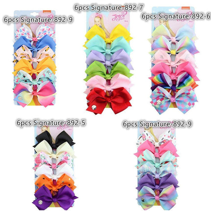 6Pcs Signature For Jojo Siwa Bows Girls Fashion Hair Accessories Party Gift