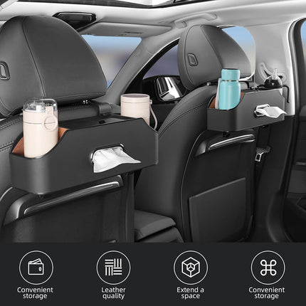 Vehicle Backrest Storage Box Multifunctional Organizer with Tissue and Cup Holders
