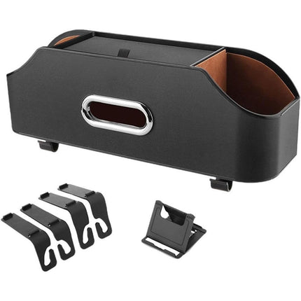 Vehicle Backrest Storage Box Multifunctional Organizer with Tissue and Cup Holders