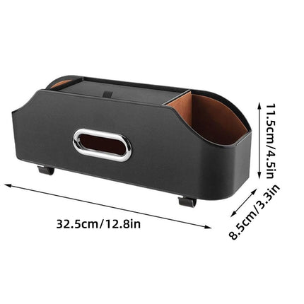 Vehicle Backrest Storage Box Multifunctional Organizer with Tissue and Cup Holders
