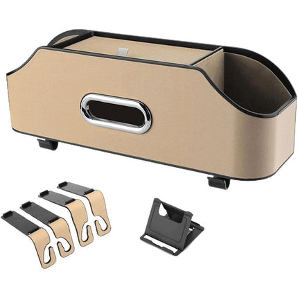 Vehicle Backrest Storage Box Multifunctional Organizer with Tissue and Cup Holders
