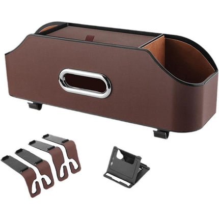 Vehicle Backrest Storage Box Multifunctional Organizer with Tissue and Cup Holders
