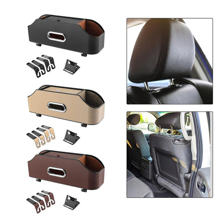Vehicle Backrest Storage Box Multifunctional Organizer with Tissue and Cup Holders