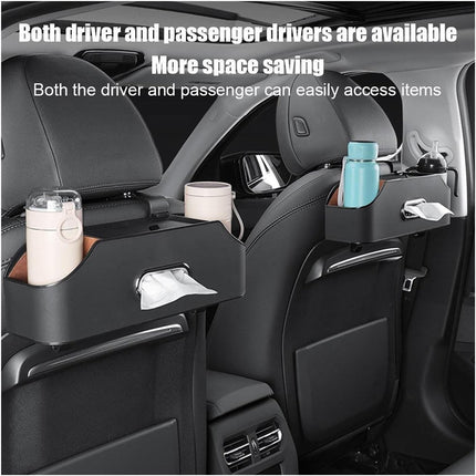 Vehicle Backrest Storage Box Multifunctional Organizer with Tissue and Cup Holders