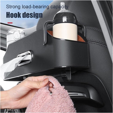 Vehicle Backrest Storage Box Multifunctional Organizer with Tissue and Cup Holders