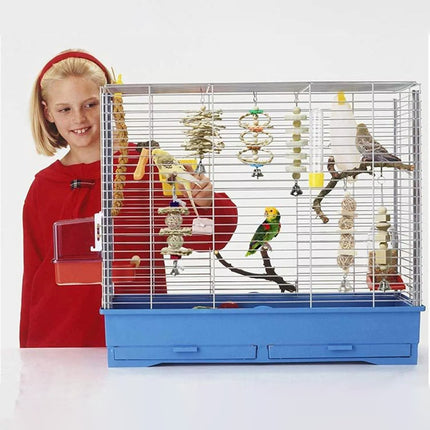 7PCS Parrot Bird Toy Set Natural Wooden Chew Cage Hanging Swing Boredom Relief
