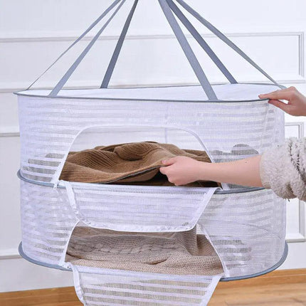 2/3 Tier Foldable Household Drying Rack Basket for Balcony Laundry Storage