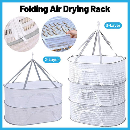 2/3 Tier Foldable Household Drying Rack Basket for Balcony Laundry Storage