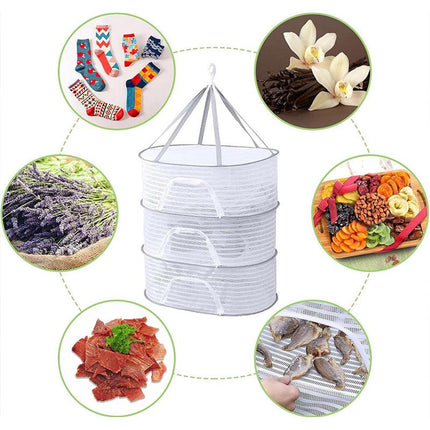 2/3 Tier Foldable Household Drying Rack Basket for Balcony Laundry Storage
