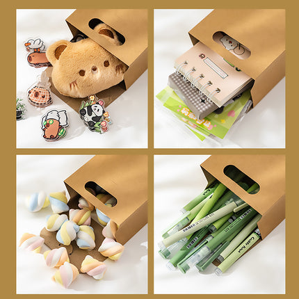 50PCS Portable Kraft Paper Gift Boxes For Birthday Holiday Gift Wrapping Storage