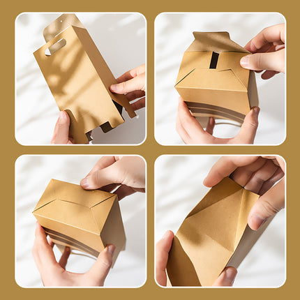 50PCS Portable Kraft Paper Gift Boxes For Birthday Holiday Gift Wrapping Storage