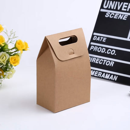 50PCS Portable Kraft Paper Gift Boxes For Birthday Holiday Gift Wrapping Storage