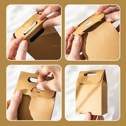 50PCS Portable Kraft Paper Gift Boxes For Birthday Holiday Gift Wrapping Storage