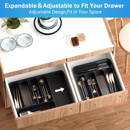 Expandable Cutlery Drawer Organizer Adjustable 6 Slot Kitchen Utensil Tray
