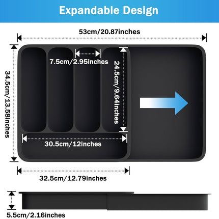 Expandable Cutlery Drawer Organizer Adjustable 6 Slot Kitchen Utensil Tray