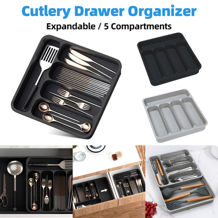 Expandable Cutlery Drawer Organizer Adjustable 6 Slot Kitchen Utensil Tray