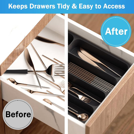 Expandable Cutlery Drawer Organizer Adjustable 6 Slot Kitchen Utensil Tray