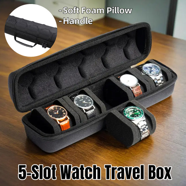 Watch Storage Bag 5 Slot Portable Case Travel Watch Roll Organizer for Men Women