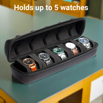 Watch Storage Bag 5 Slot Portable Case Travel Watch Roll Organizer for Men Women
