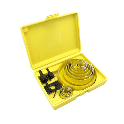 Hole Saw Kit 13 Piece Yellow Case Wood Plastic Gypsum