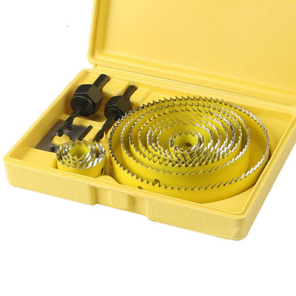 Hole Saw Kit 13 Piece Yellow Case Wood Plastic Gypsum