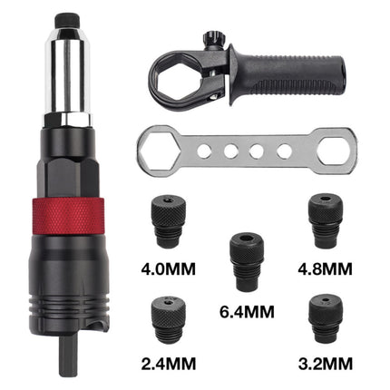 Electric Drill Rivet Gun Adapter Kit 2.4 to 6.4mm Tips