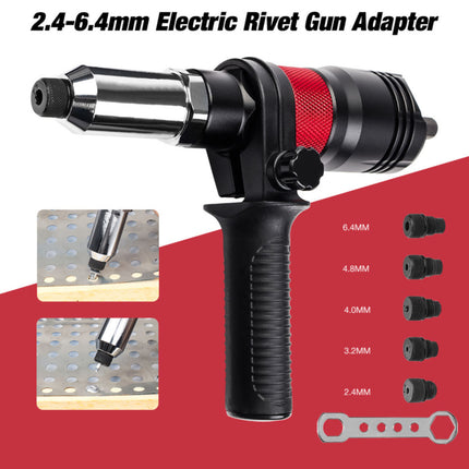 Electric Drill Rivet Gun Adapter Kit 2.4 to 6.4mm Tips