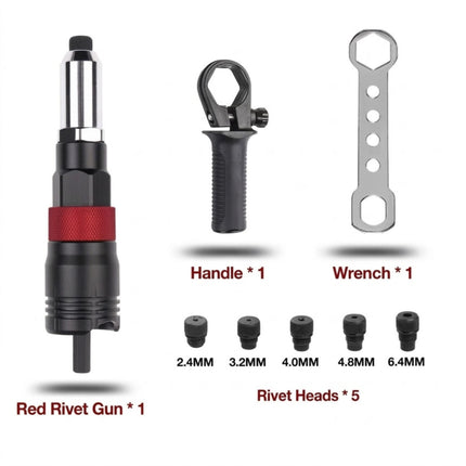 Electric Drill Rivet Gun Adapter Kit 2.4 to 6.4mm Tips