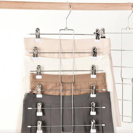 2PCS 6-Tier Pants Hanger Closet Organizer Skirt Hangers with Clips Space Saving
