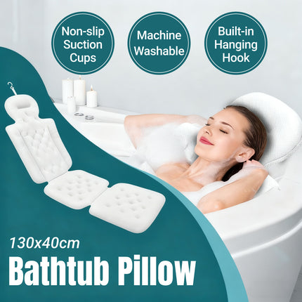 Bathtub Non Slip Comfort Pillow Soft Waterproof For Bathroom Spa Relaxation Use